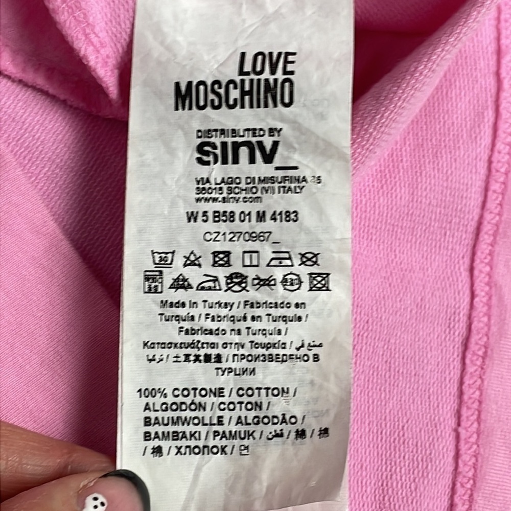 Love Moschino Abito Logo Tee T Shirt Dress in Pink Animal Print Heart Sz 4 - Picture 13 of 14